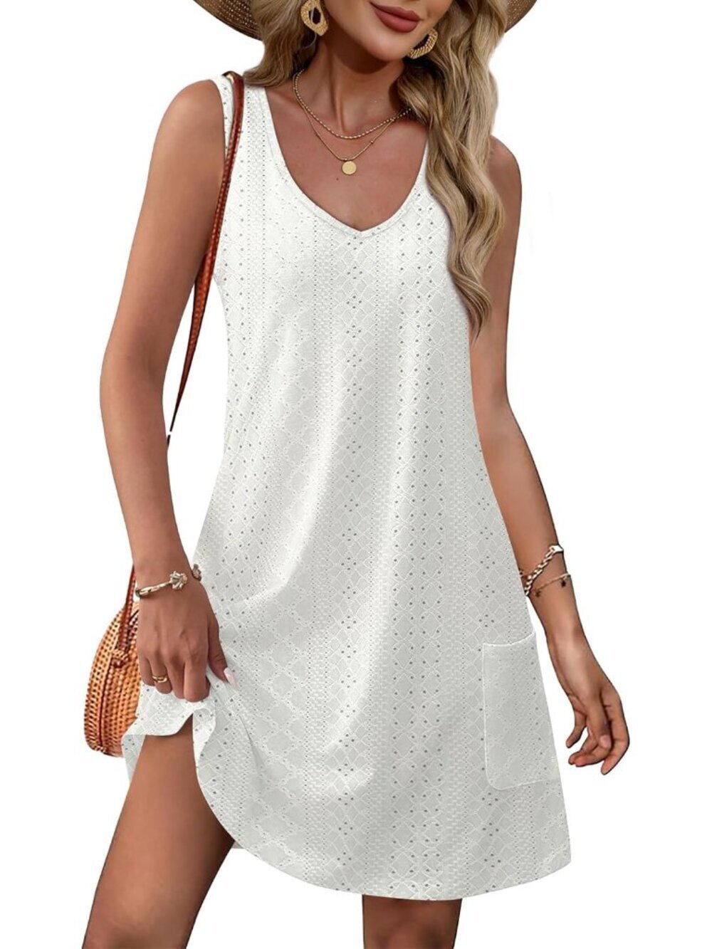 Womens Summer Dresses 2026 Loose V Neck Sleeveless Sundresses Swimsuit Coverup w